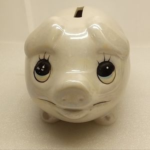 VTG Anthropomorphic Piggy Bank, Beautiful Iridescent Paint, Heart Shaped Ears